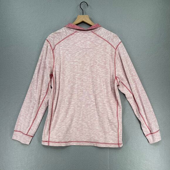 Tommy Bahama Shirt Mens Small Red Quarter Zip Pullover Island Zone Long Sleeve - Picture 9 of 9